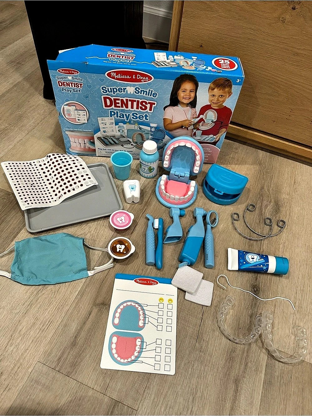 Melissa & Doug Super Smile Dentist Play Set Pretend Play Set Blue & Pink
